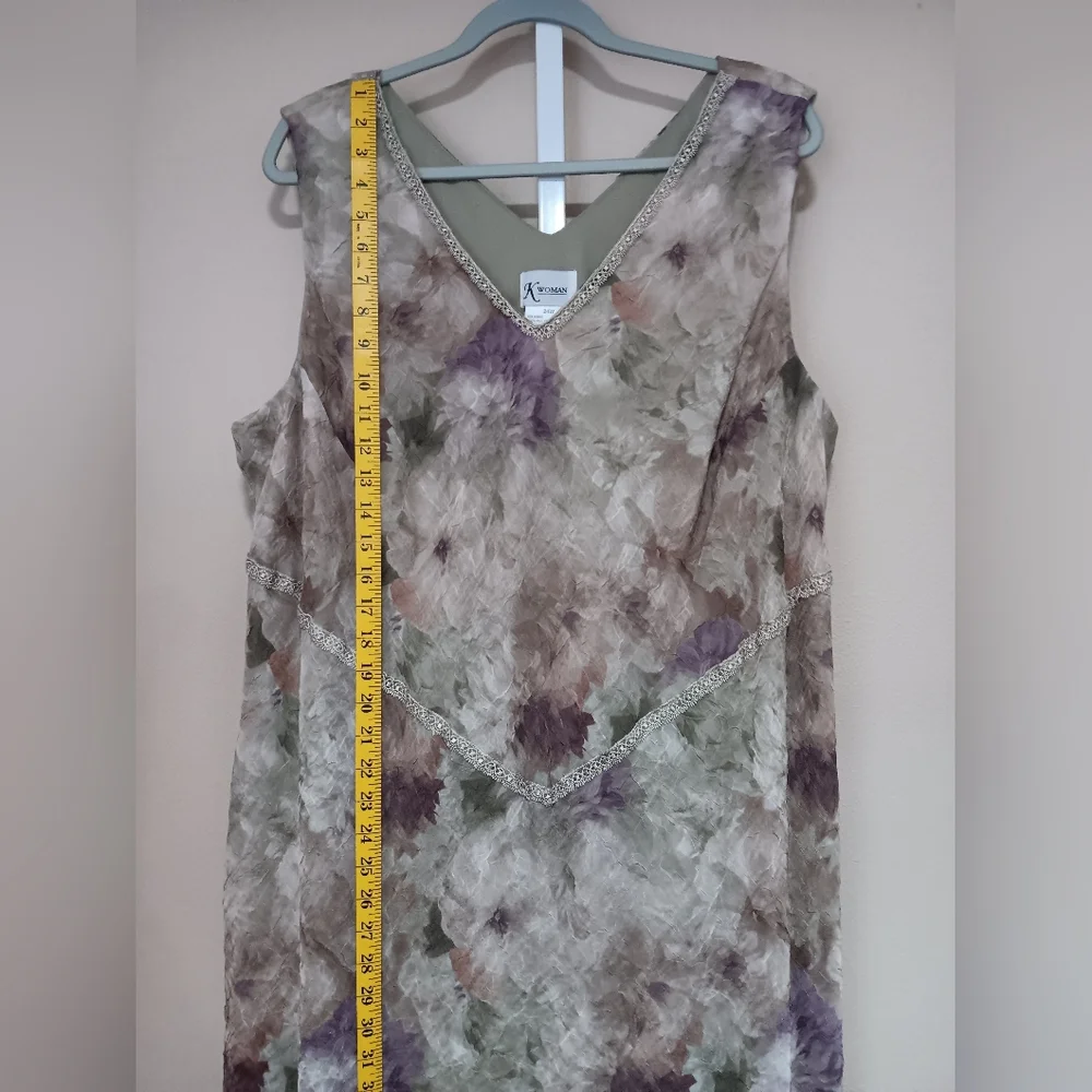 K Woman Women's (Size 24W) Green/Purple Floral Two-Piece Dress Set (NWT) - Picture 15 of 16